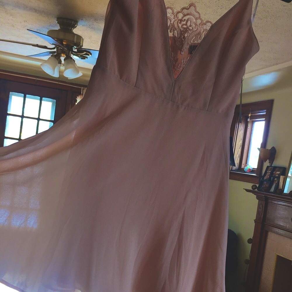 Lulus Light Pink Blush Spaghetti Strap lace embellished skater flow skirt Dress